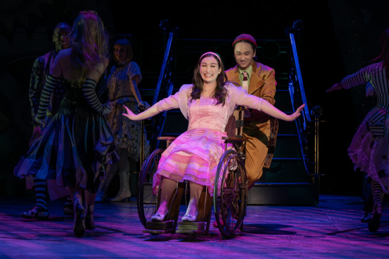 Erica Ito as Nessarose and Alex Vinh as Boq in the National Tour of WICKED, photo by Joan Marcus 2024