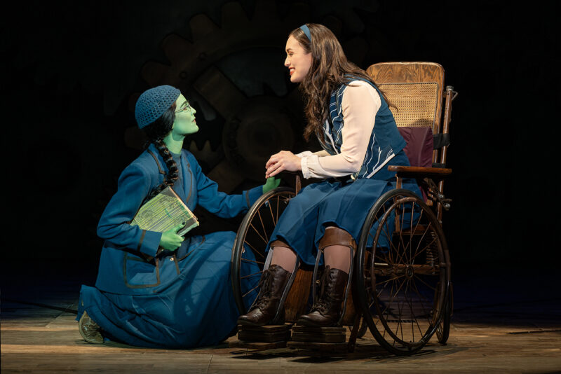 Lauren Samuels as Elphaba and Erica Ito as Nessarose in the National Tour of WICKED, photo by Joan Marcus 2024