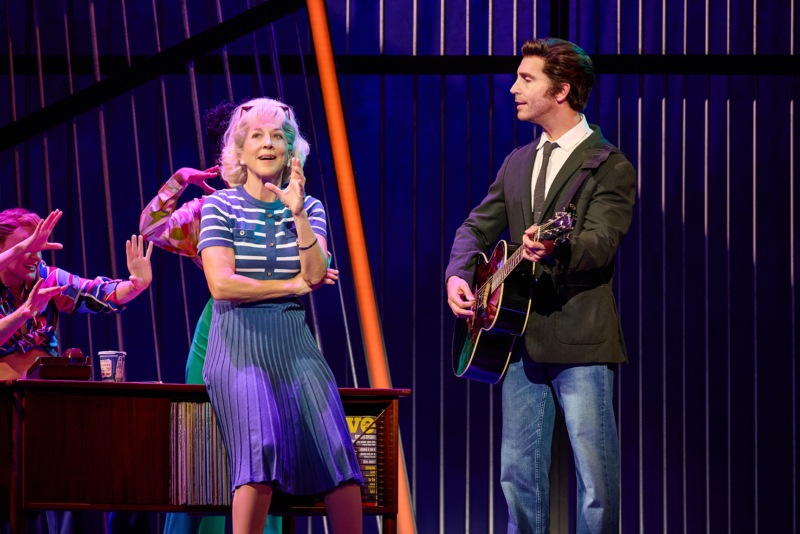 Kate A. Mulligan as 'Ellie Greenwich' (left) and Nick Fradiani as 'Neil - Then' (right) in A Beautiful Noise: The Neil Diamond Musical.